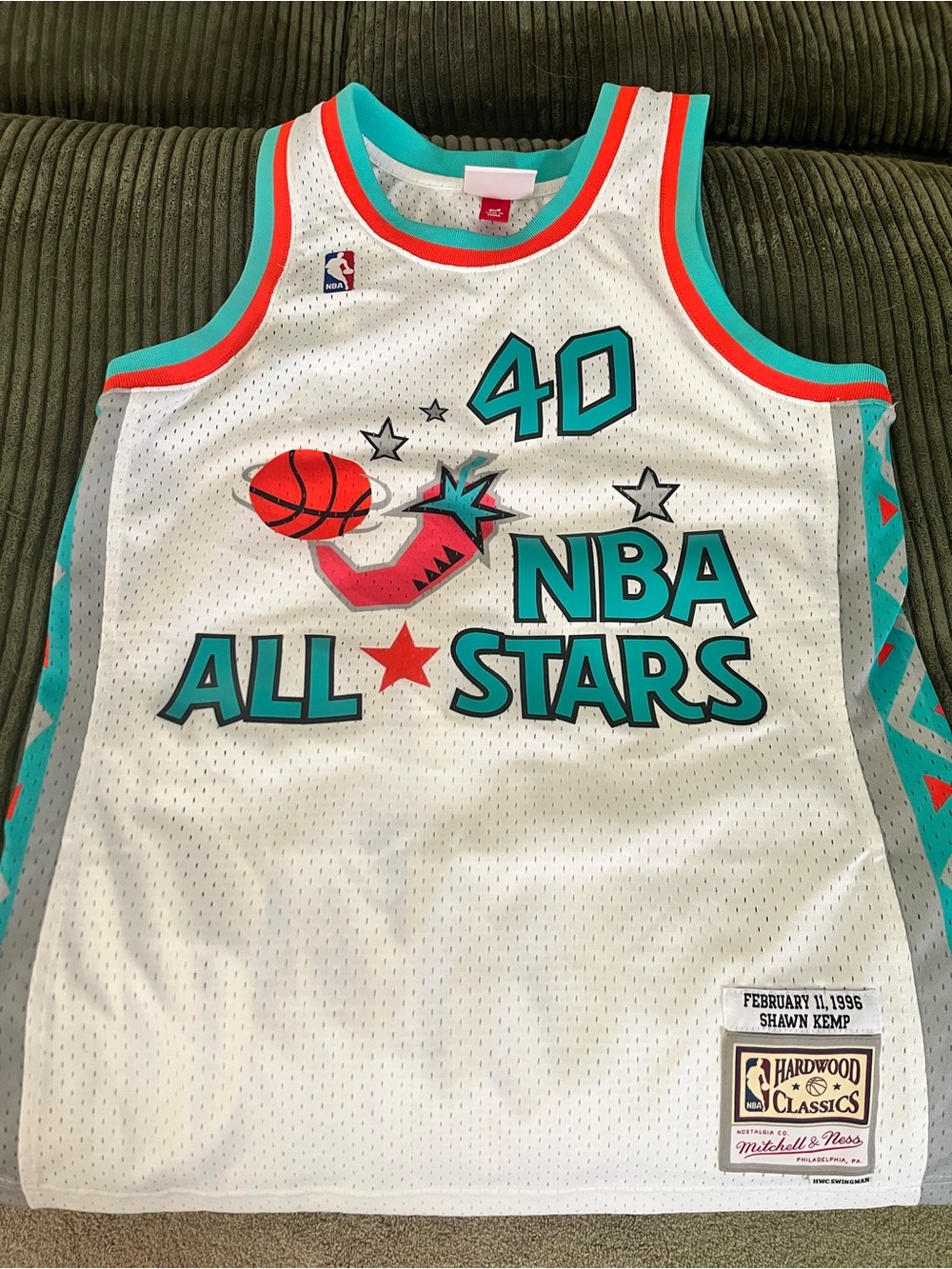Mitchell & Ness NBA All-Stars 40 Shawn Kemp Jersey - White/Teal/Orange